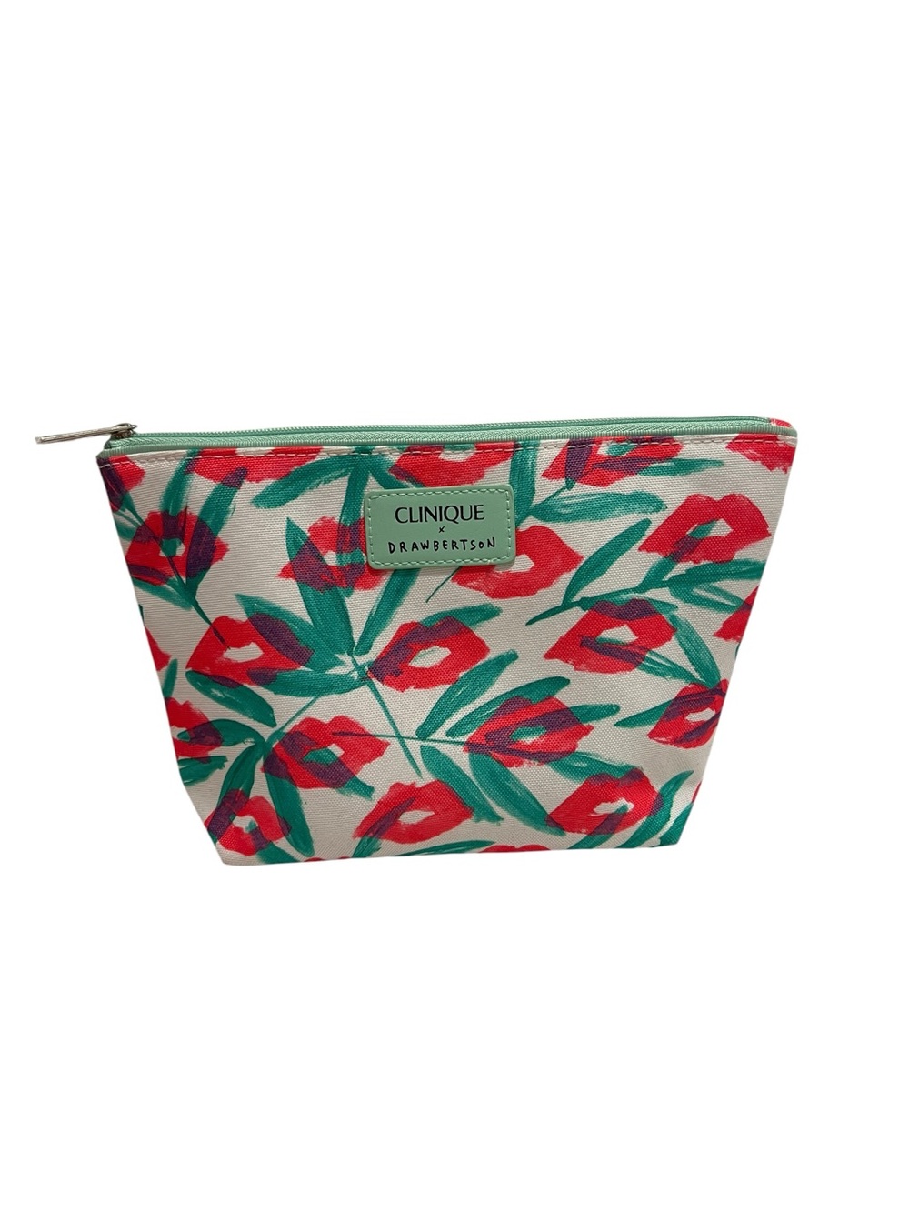 Clinique x Drawbertson Floral Lips Cosmetic Makeup Bag Pouch - Picture 2 of 5